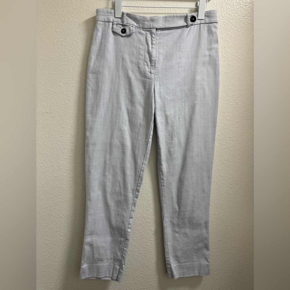 Anthropologie Essential Slim Pants Woven Lined Button Stretch Blue Womens 8